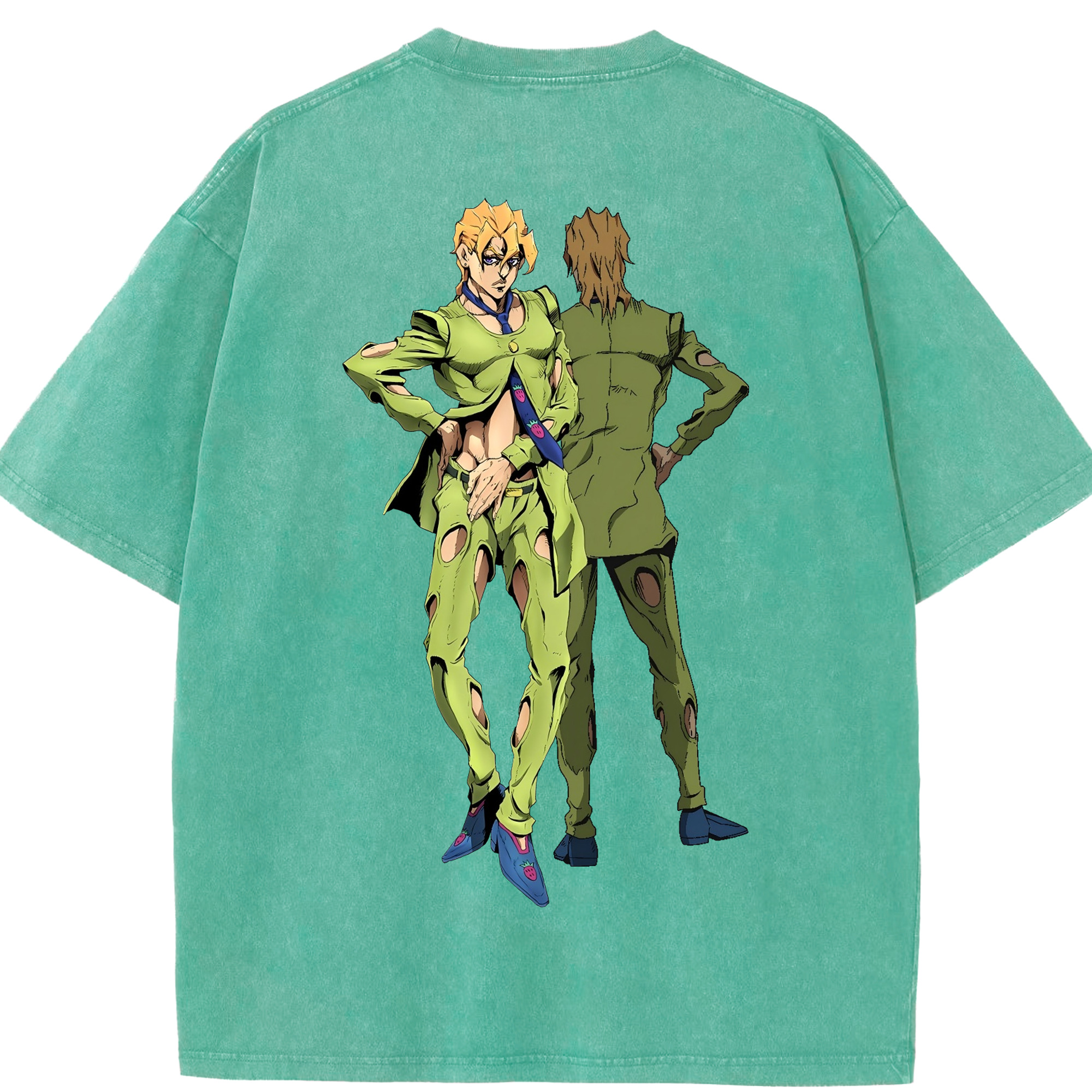 （画像用） ジョジョの奇妙な冒険 パンナコッタ?フー JoJo's Bizarre Adventure Pannacotta Fugo 綿100% ヴィンテージ風 半袖Tシャツ（背面プリント）